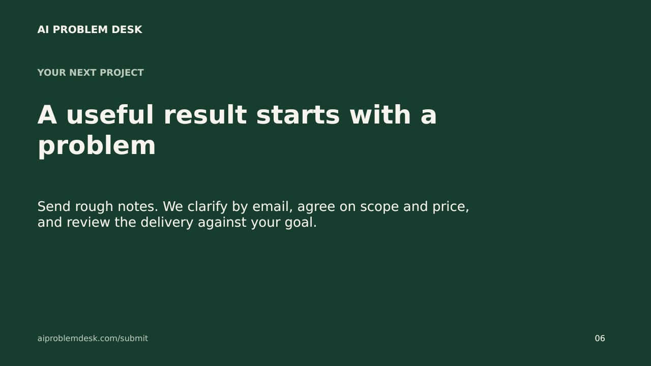 Sample presentation slide 6: Starting your project